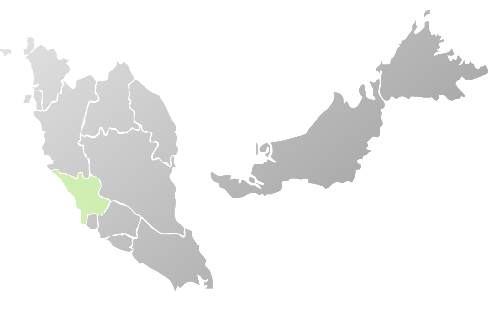 Illustration of Malaysia Map with highlighted region in green color